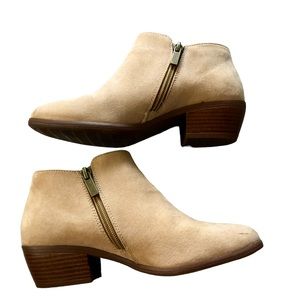 Toetos Boston Country Western Suede Ankle Boot Bootie Side Zipper Tan Size 5.5